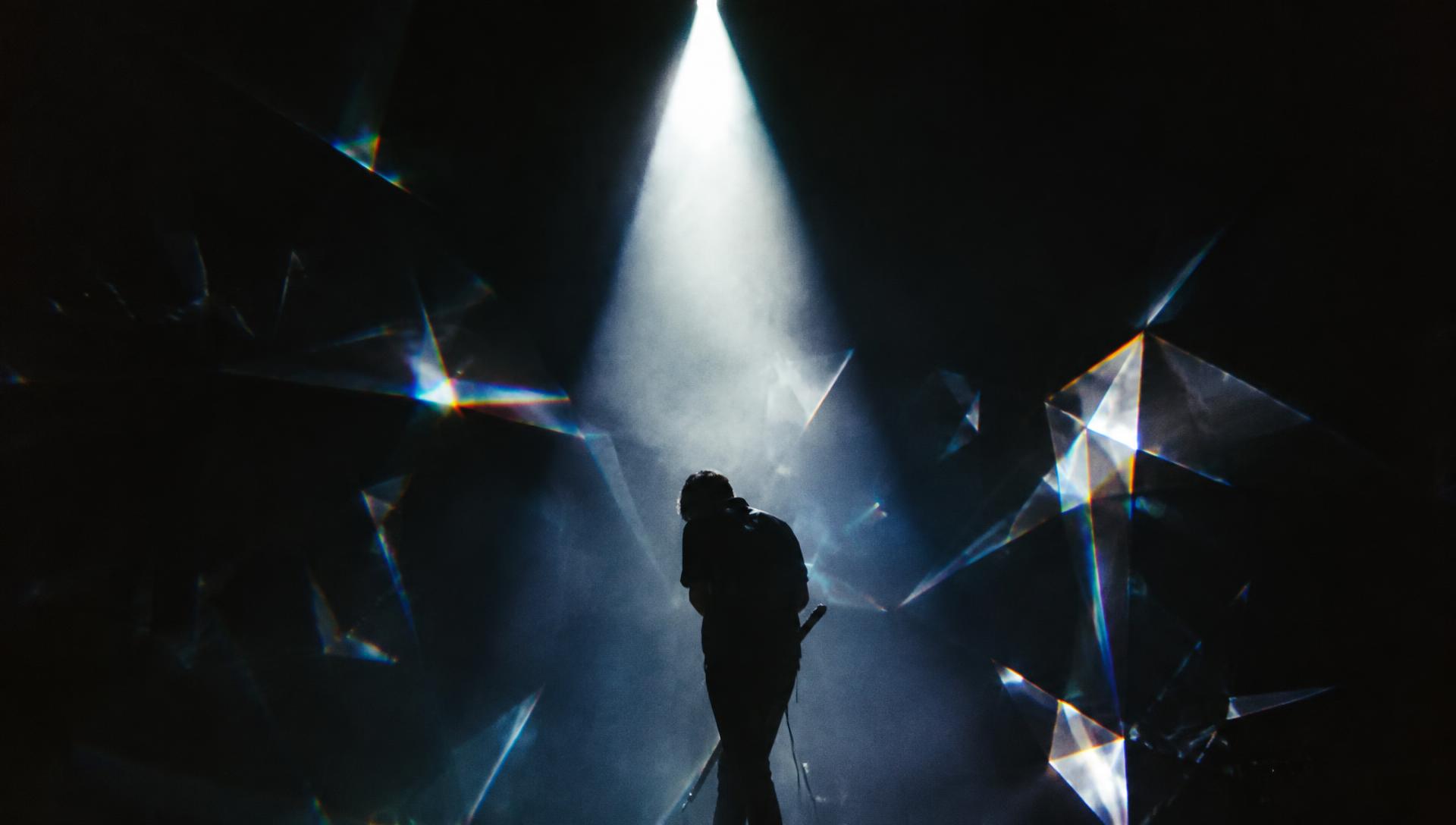 Performer under a spotlight